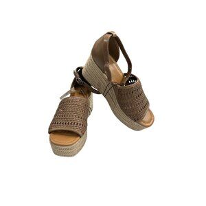 Ana Lisa Womens Taupe Wedge Sandals Size 8M Synthetic Upper Espadrille Style